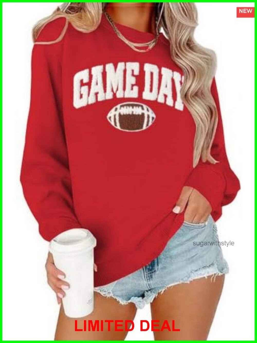 Game Day Football Sweatshirt Women Chenille Patch Pullover Team Fans